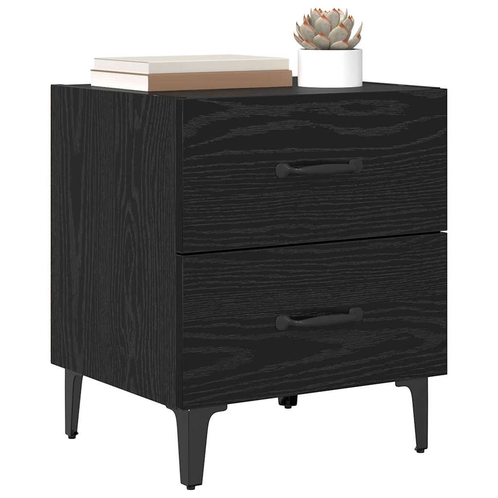 Bed Cabinet 2 pcs Black oak 40 x 35 x 47.5 cm Engineered wood