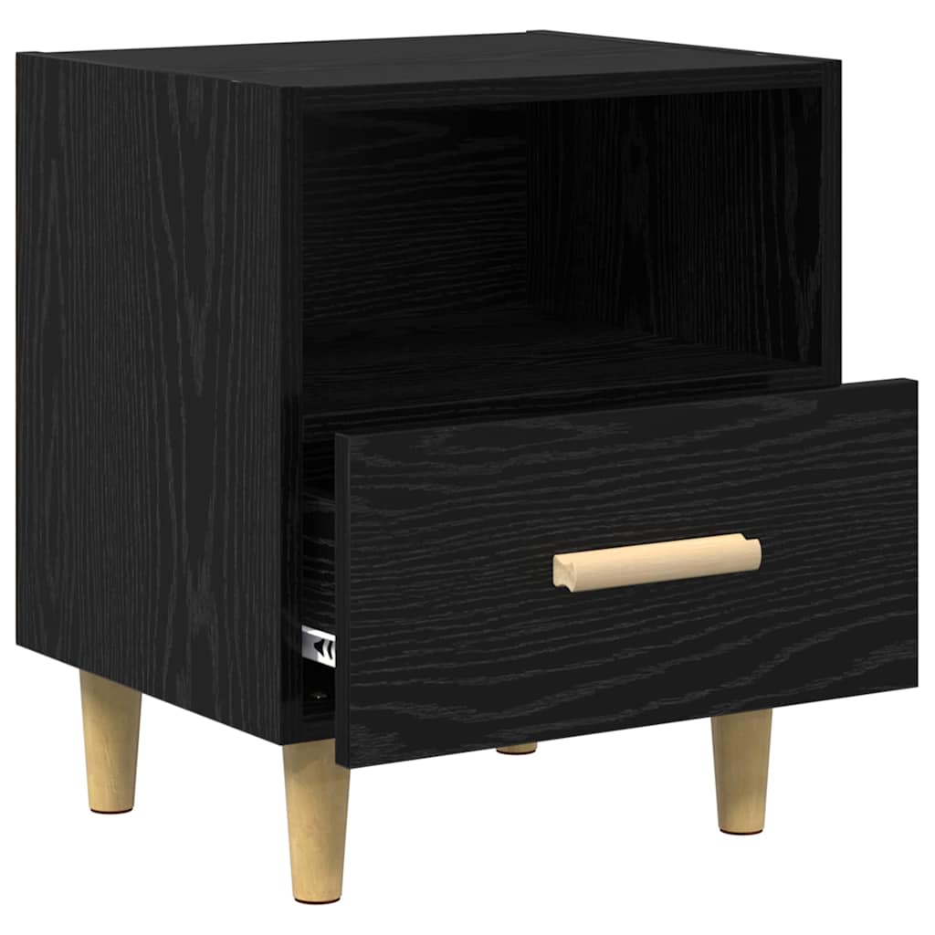Bedside Cabinet with Drawer 2 pcs Black oak 40 x 35 x 47.5 cm