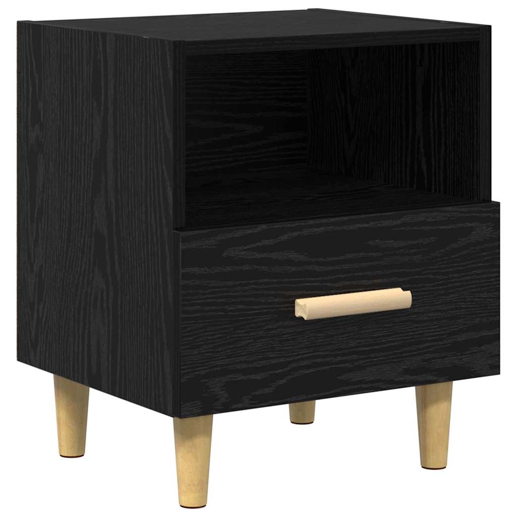 Bedside Cabinet with Drawer 2 pcs Black oak 40 x 35 x 47.5 cm