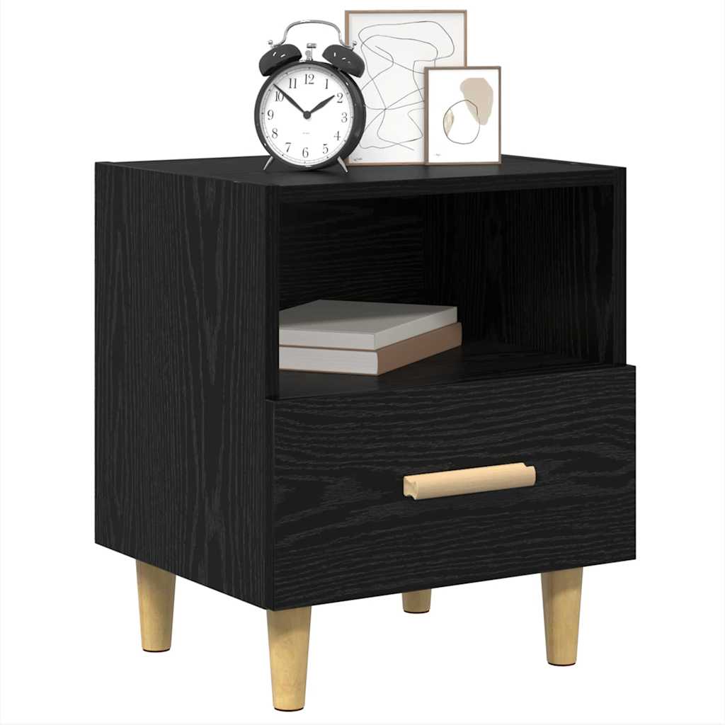 Bedside Cabinet with Drawer 2 pcs Black oak 40 x 35 x 47.5 cm