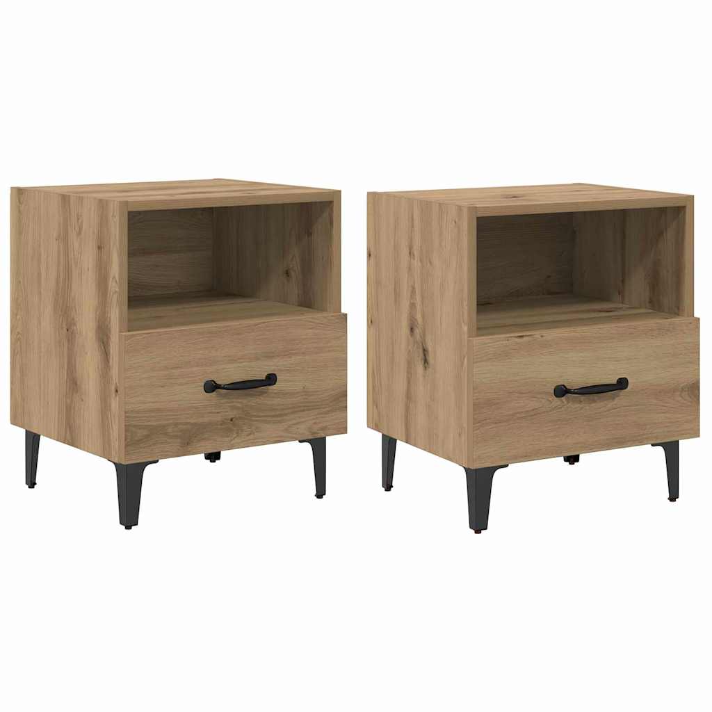 Bedside Cabinet with Drawer 2 pcs Artisan oak 40 x 35 x 47.5 cm