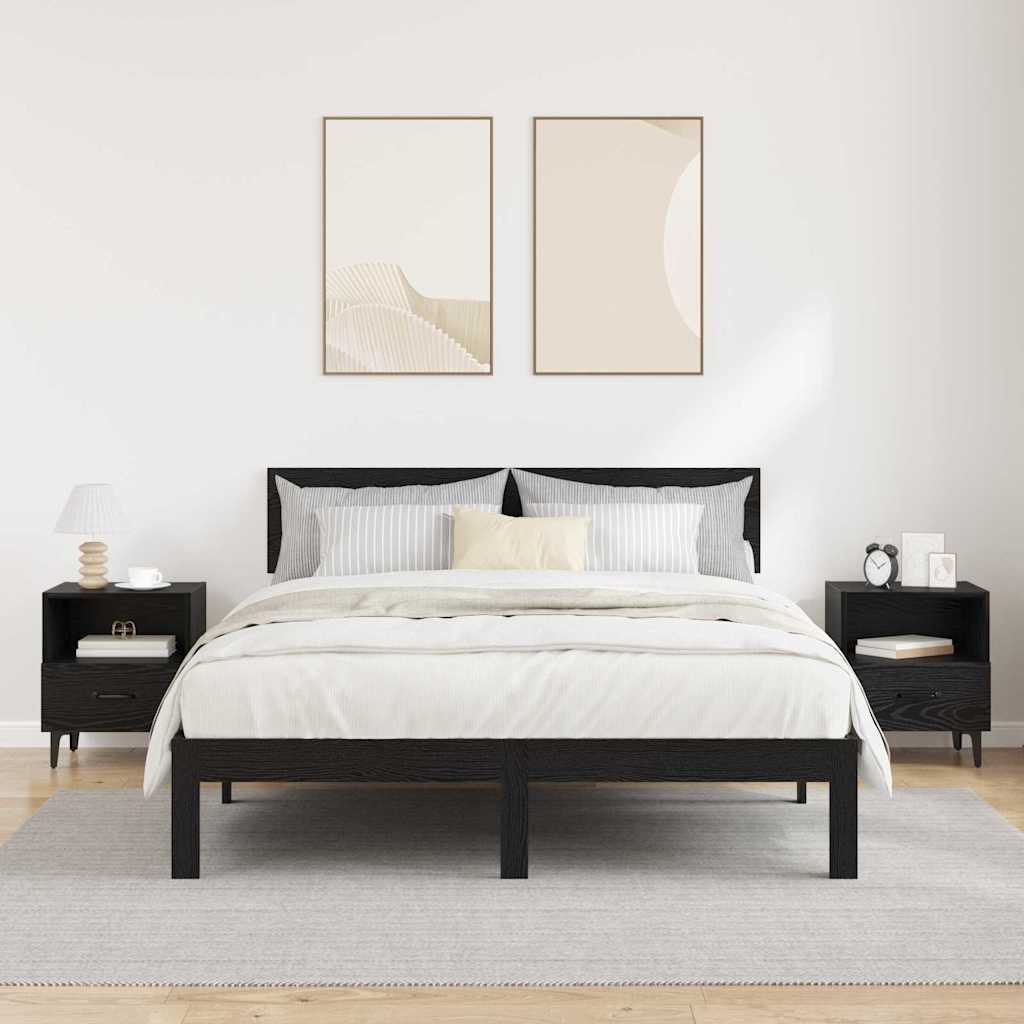 Bedside Cabinet with Drawer 2 pcs Black oak 40 x 35 x 47.5 cm