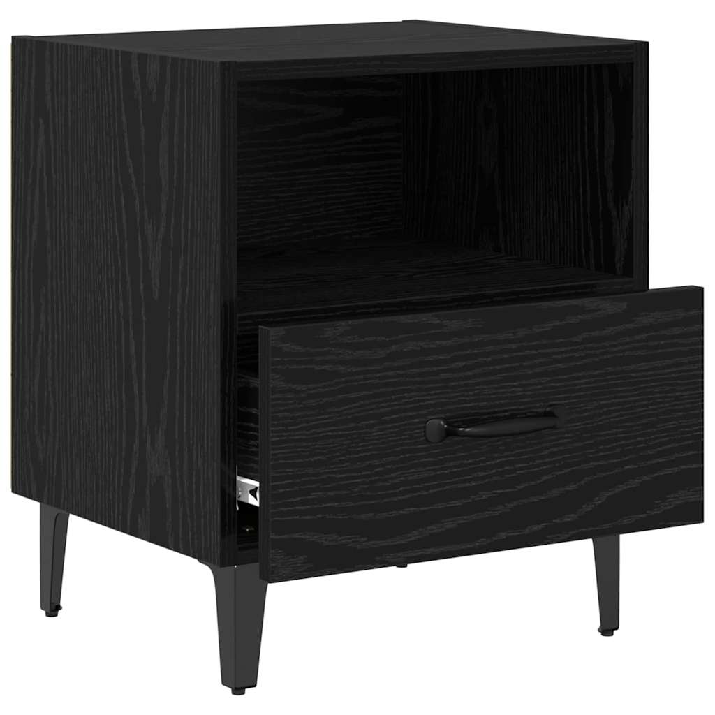 Bedside Cabinet with Drawer 2 pcs Black oak 40 x 35 x 47.5 cm