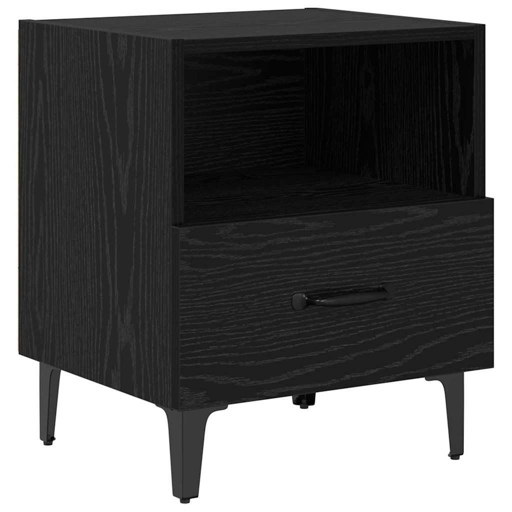 Bedside Cabinet with Drawer 2 pcs Black oak 40 x 35 x 47.5 cm