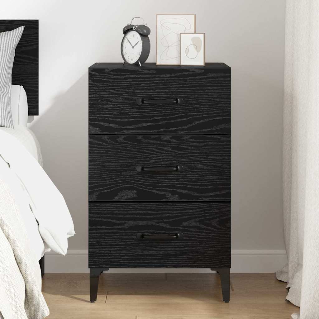 Bedside Cabinet Black oak 40 x 40 x 66 cm Engineered wood