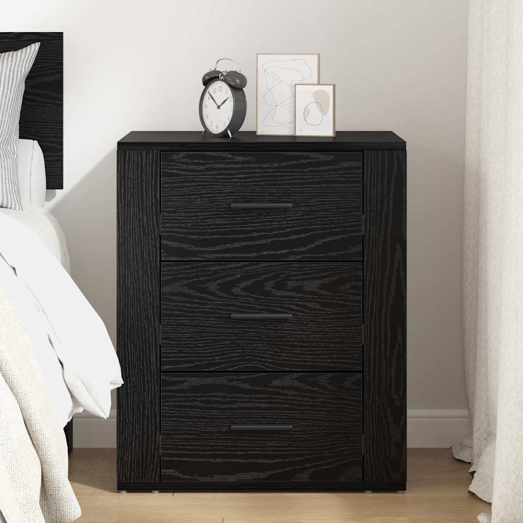 Bedside Cabinet Black oak 50 x 36 x 60 cm Engineered wood