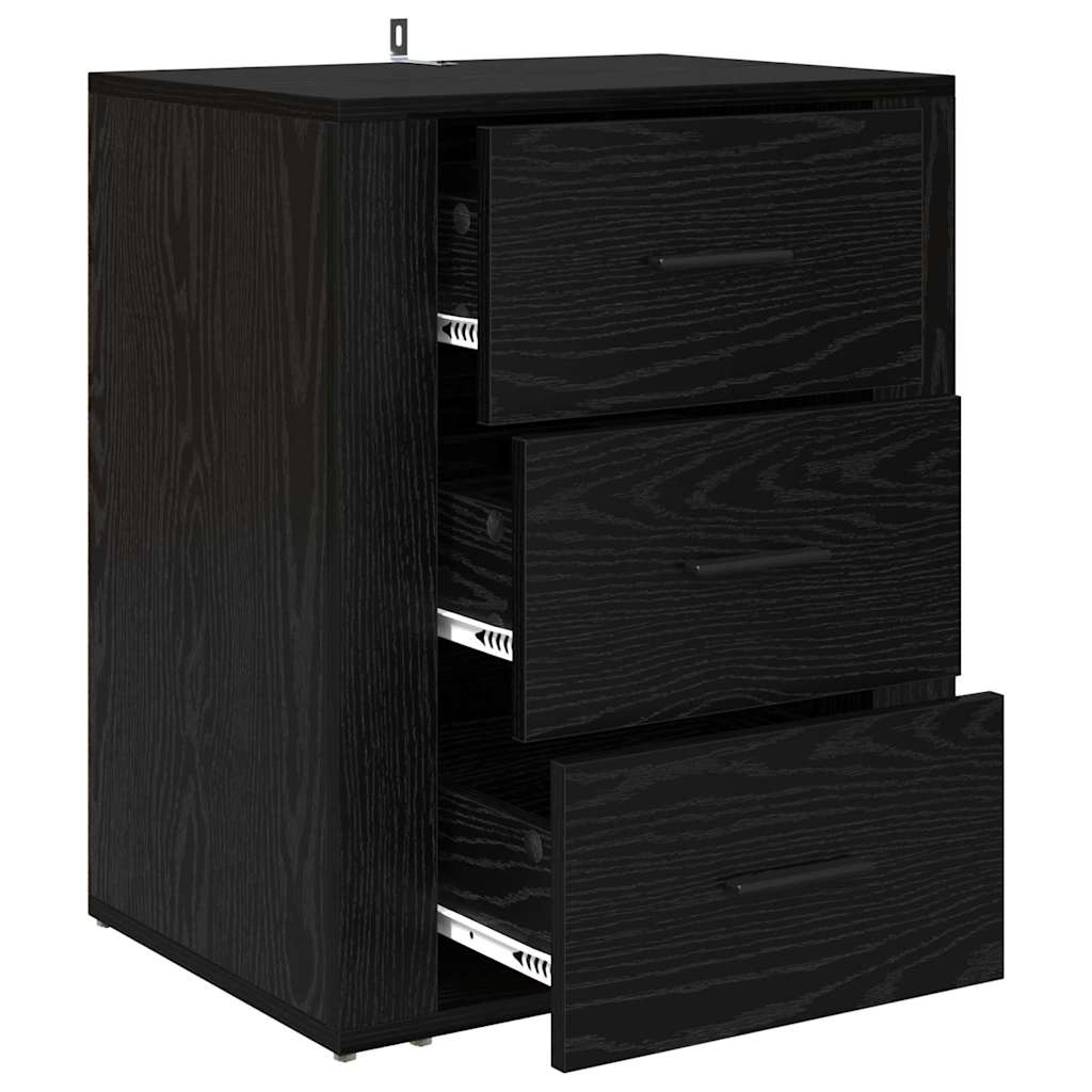 Bedside Cabinet Black oak 50 x 36 x 60 cm Engineered wood