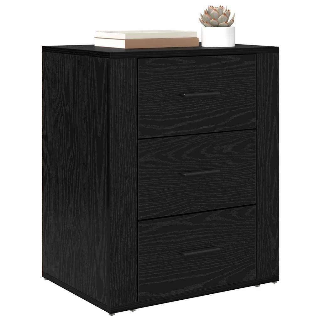 Bedside Cabinet Black oak 50 x 36 x 60 cm Engineered wood