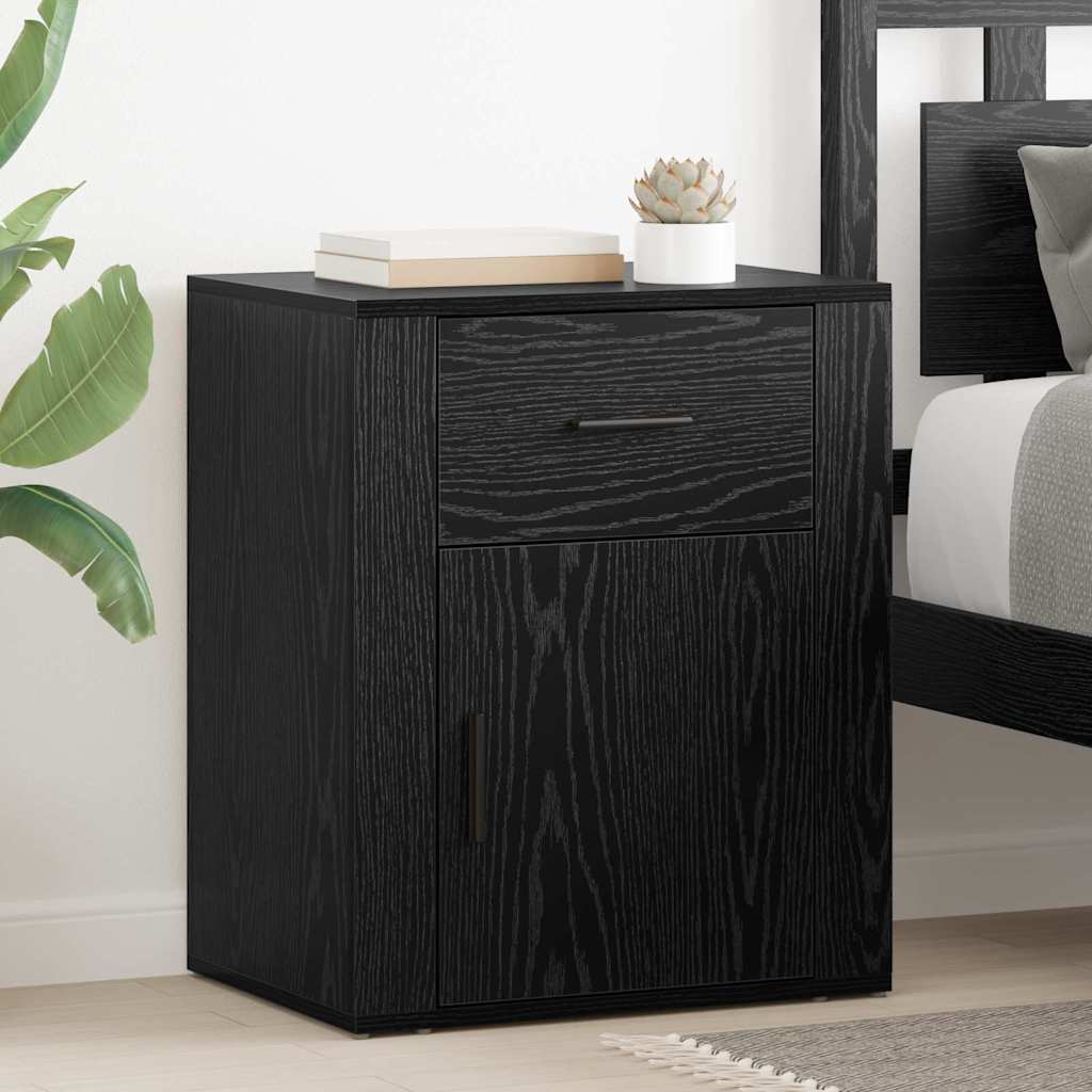 Bedside Cabinet Black oak 50 x 36 x 60 cm Engineered wood