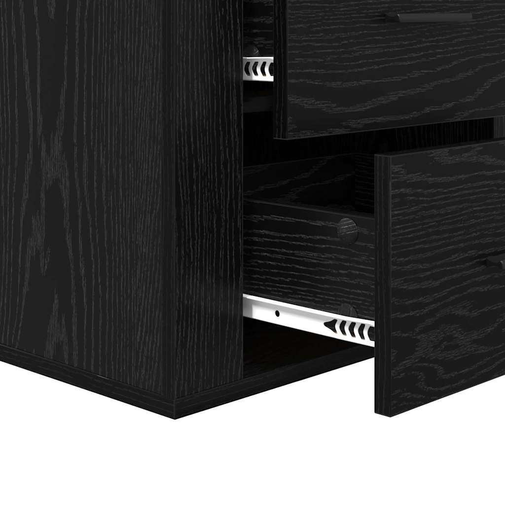 Bedside Cabinet Black oak 50 x 36 x 60 cm Engineered wood
