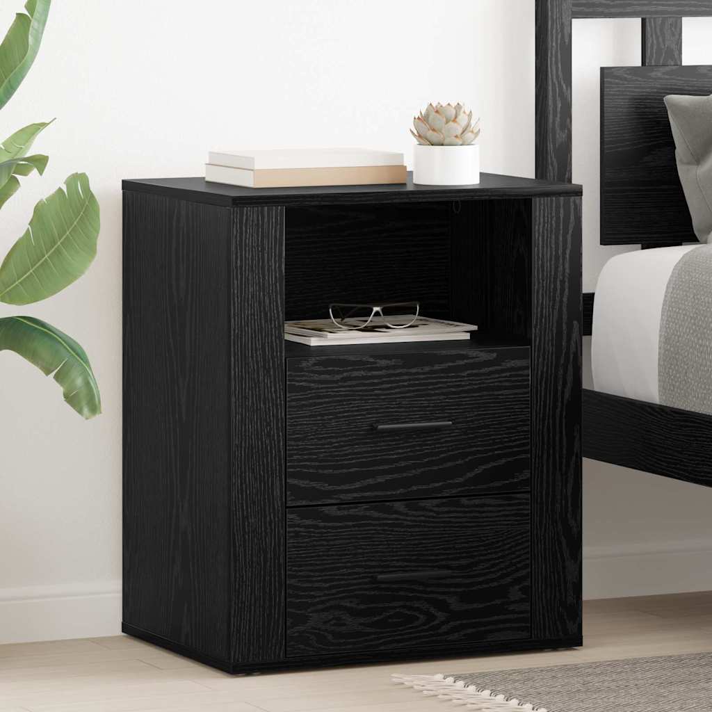 Bedside Cabinet Black oak 50 x 36 x 60 cm Engineered wood