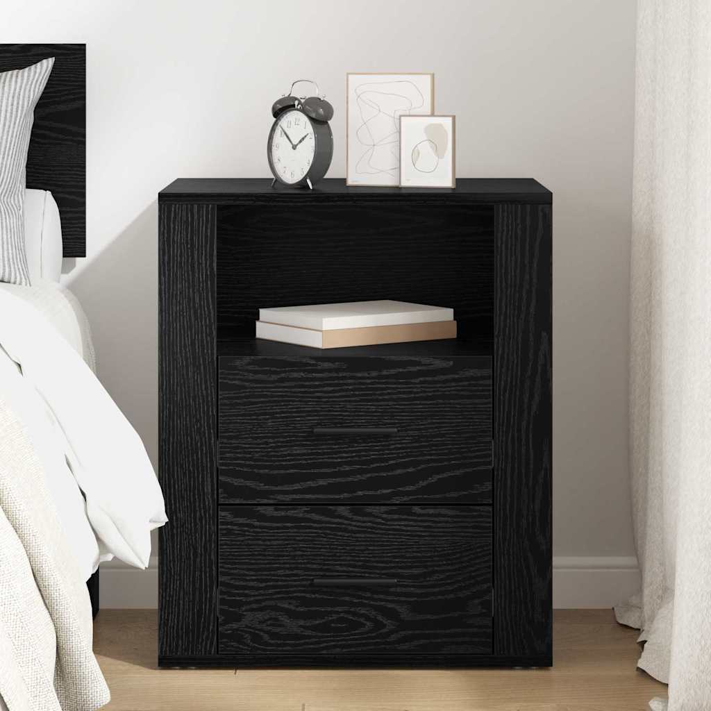Bedside Cabinet Black oak 50 x 36 x 60 cm Engineered wood