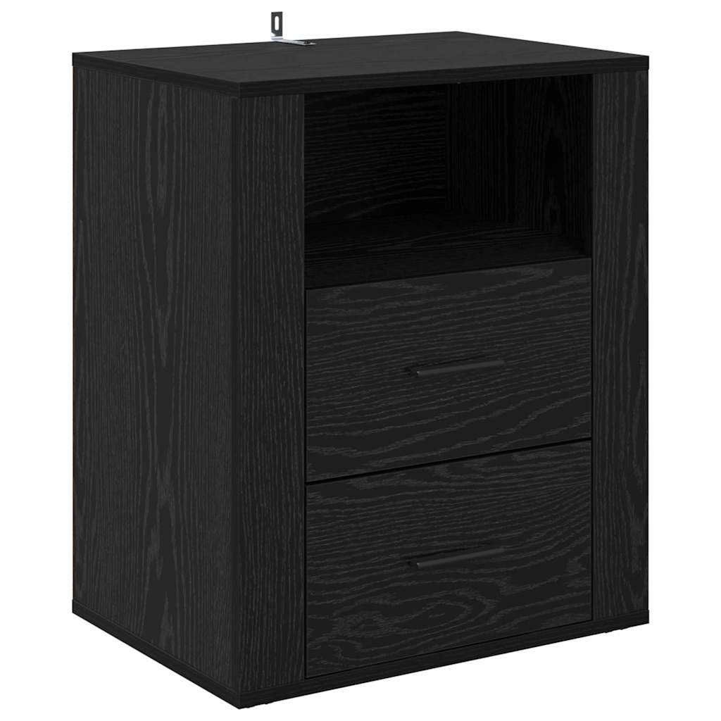 Bedside Cabinet Black oak 50 x 36 x 60 cm Engineered wood
