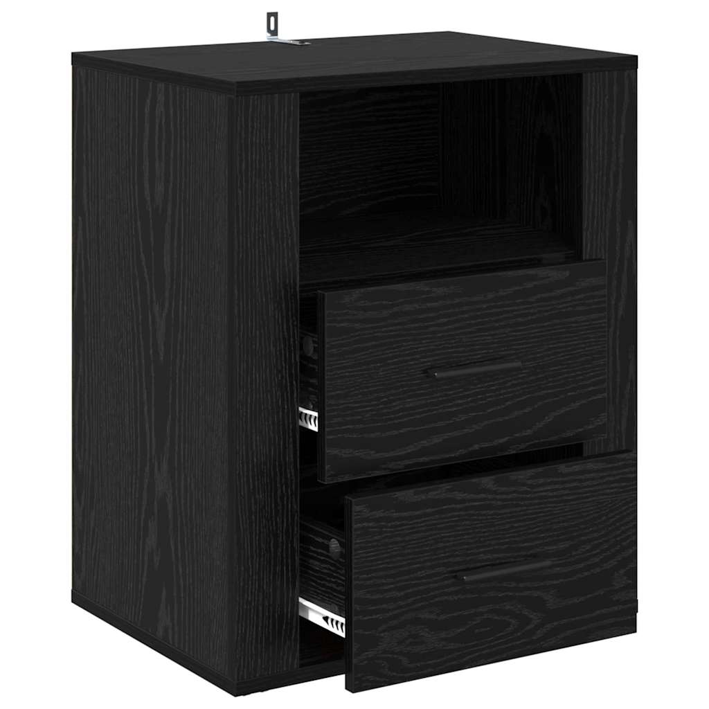 Bedside Cabinet Black oak 50 x 36 x 60 cm Engineered wood