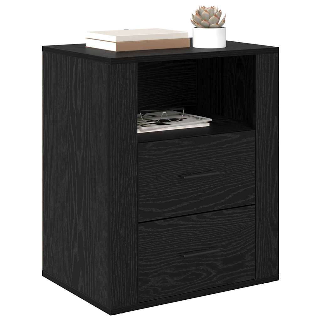 Bedside Cabinet Black oak 50 x 36 x 60 cm Engineered wood