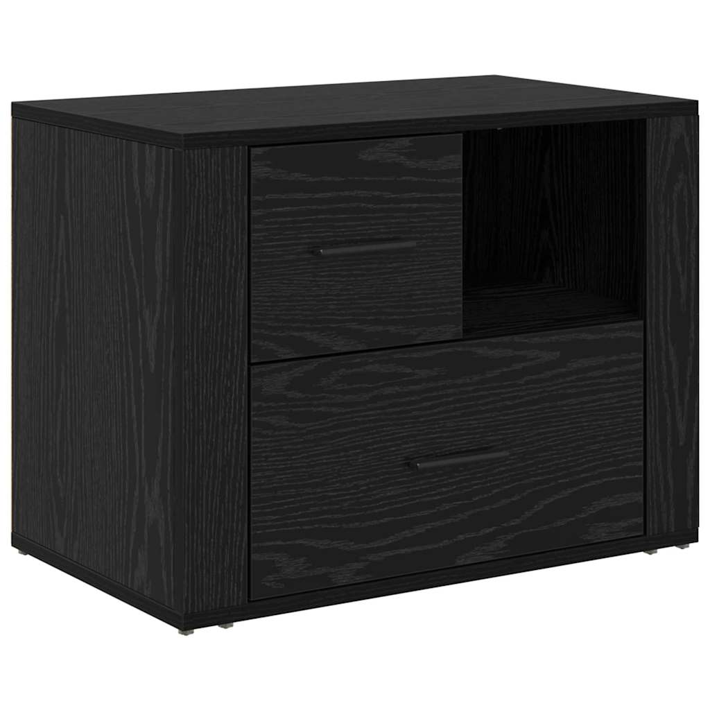 Bedside Cabinet Black oak 60 x 36 x 45 cm Engineered wood