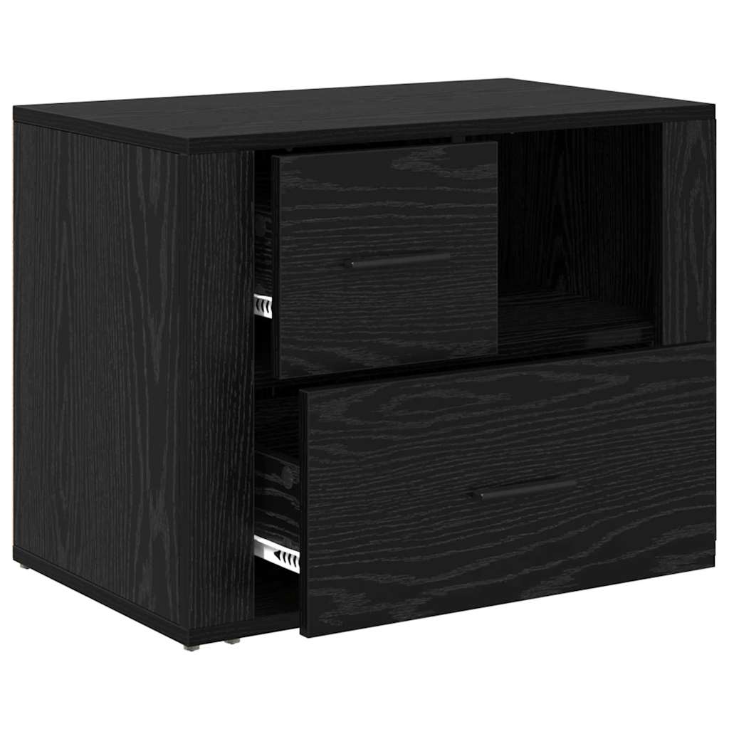 Bedside Cabinet Black oak 60 x 36 x 45 cm Engineered wood