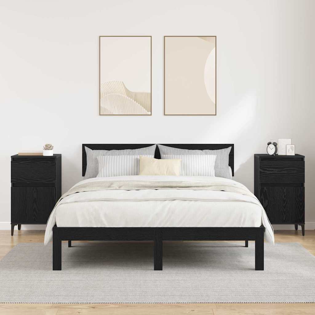 Bedside Cabinet 2 pcs Black oak 40 x 35 x 70 cm Engineered wood