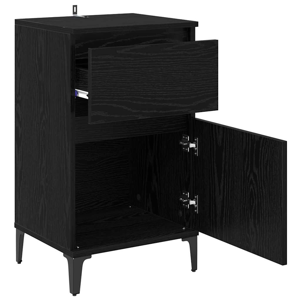 Bedside Cabinet 2 pcs Black oak 40 x 35 x 70 cm Engineered wood