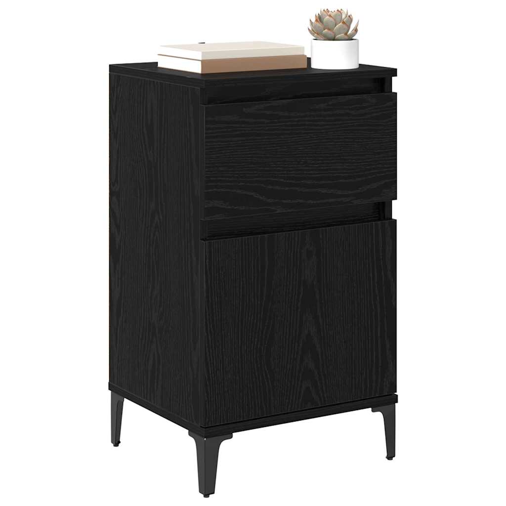 Bedside Cabinet 2 pcs Black oak 40 x 35 x 70 cm Engineered wood