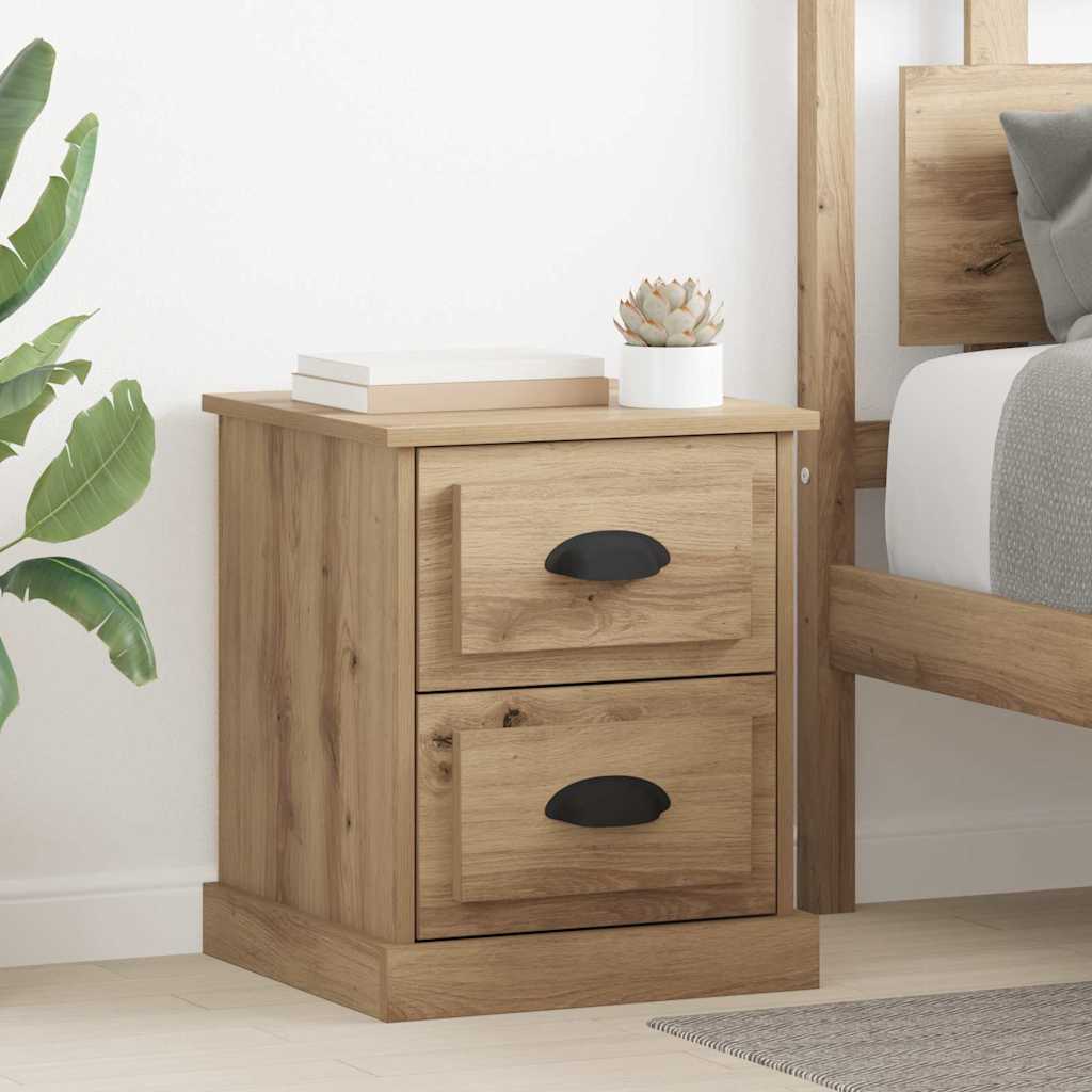 Bedside Cabinet with Drawer 2 pcs Artisan oak 39 x 39 x 47.5 cm