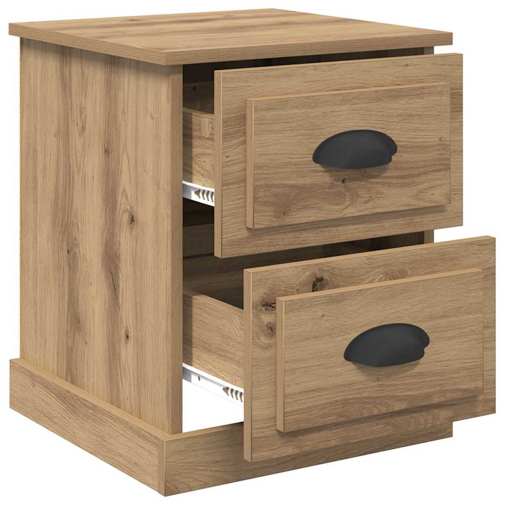 Bedside Cabinet with Drawer 2 pcs Artisan oak 39 x 39 x 47.5 cm