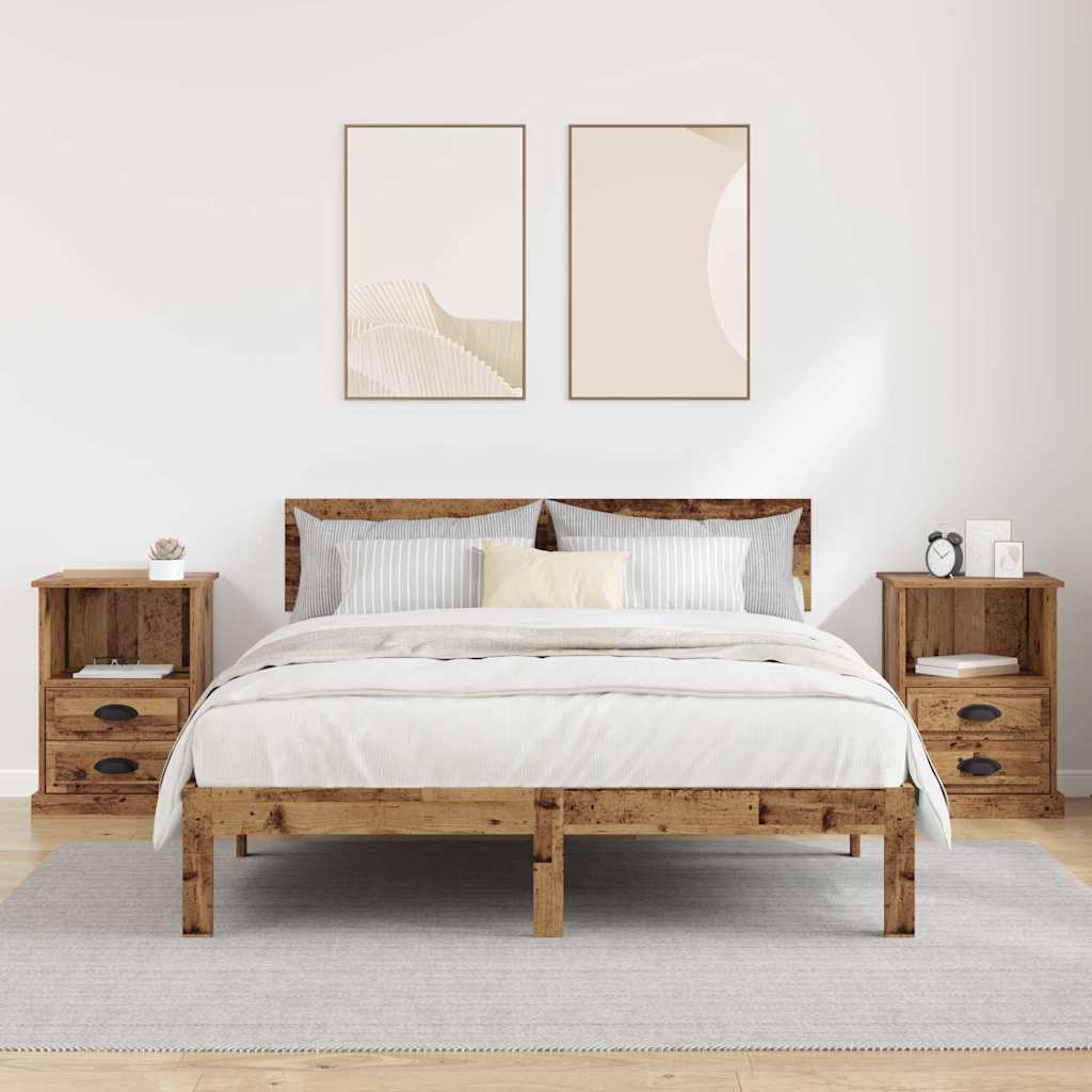 Bedside Cabinet 2 pcs Old wood 43 x 36 x 60 cm Engineered wood