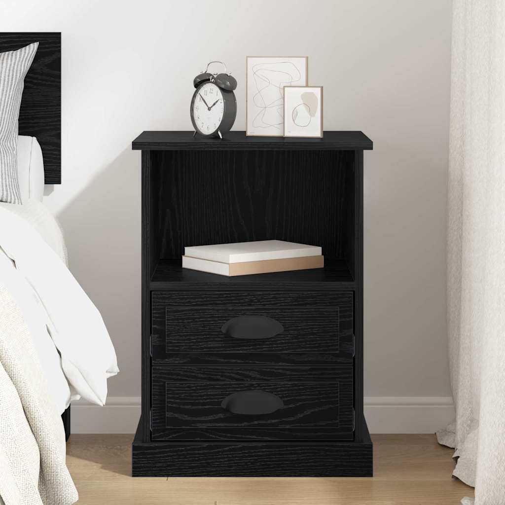 Bedside Cabinet Black oak 43 x 36 x 60 cm Engineered wood