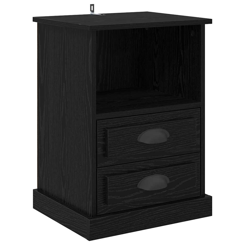 Bedside Cabinet Black oak 43 x 36 x 60 cm Engineered wood