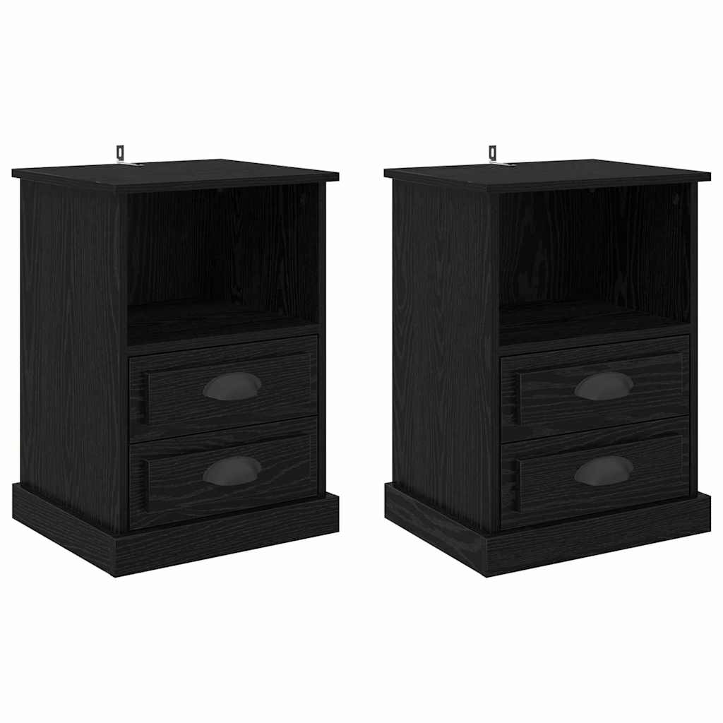 Bedside Cabinet 2 pcs Black oak 43 x 36 x 60 cm Engineered wood