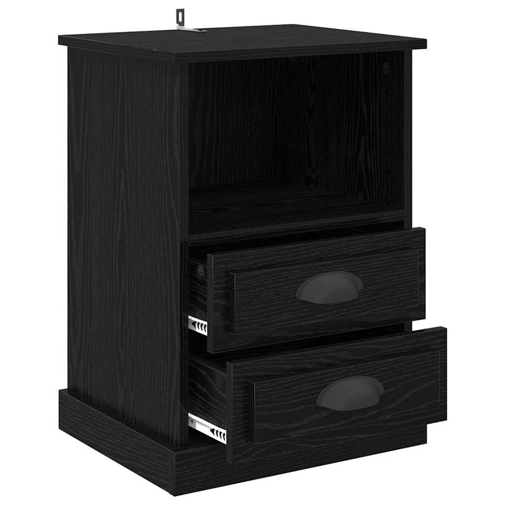 Bedside Cabinet 2 pcs Black oak 43 x 36 x 60 cm Engineered wood