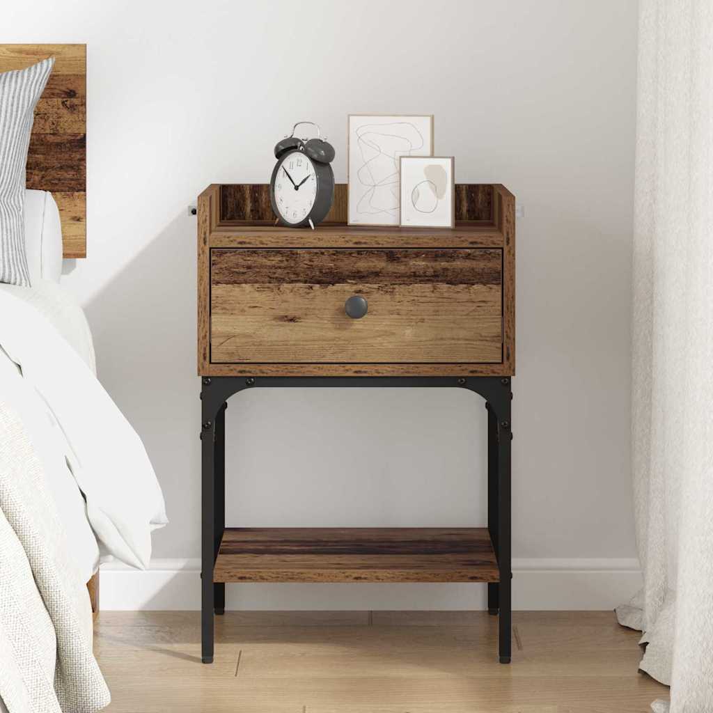 Bedside Table with Drawer Old wood Engineered wood