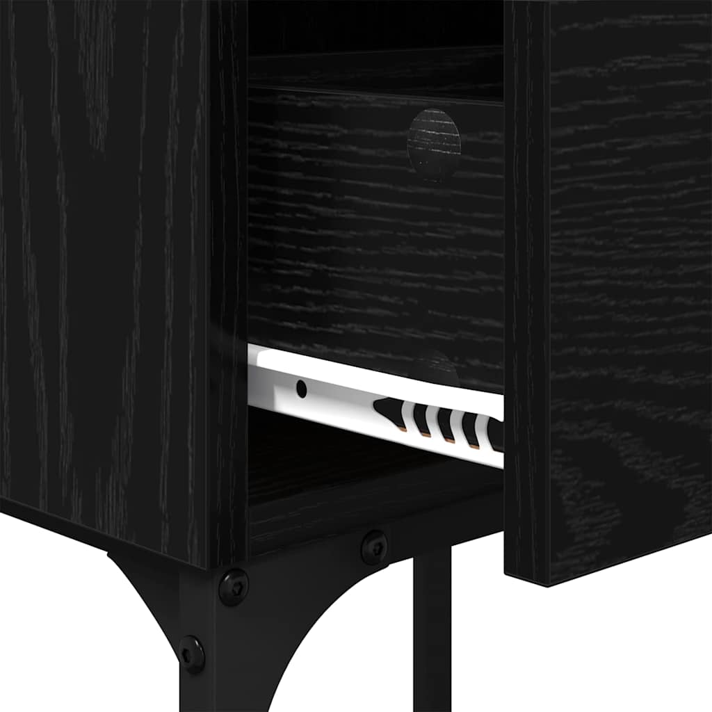 Bedside Table with Drawer Black oak Engineered wood