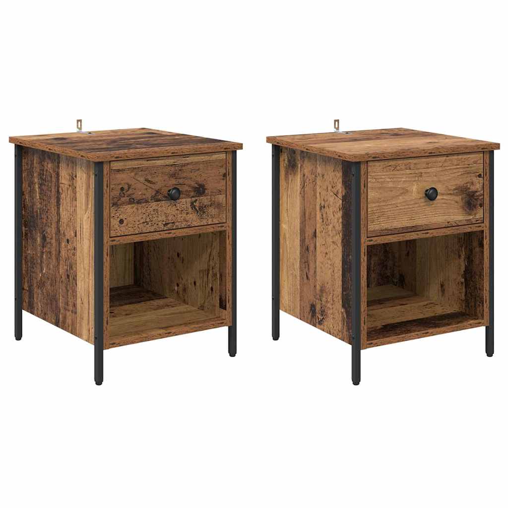 Bedside Cabinet 2 pcs Old wood 40 x 42 x 50 cm Engineered wood