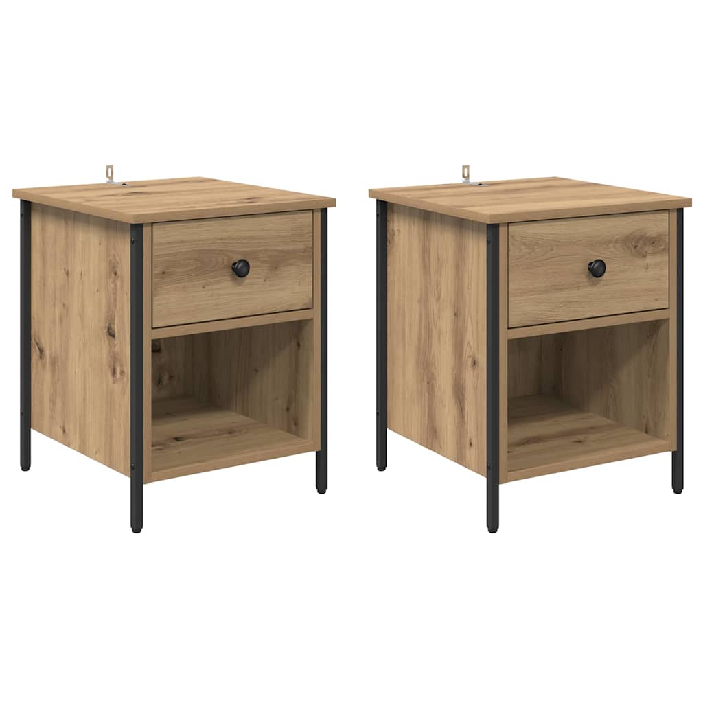 Bedside Cabinet with Drawer 2 pcs Artisan oak 40 x 42 x 50 cm