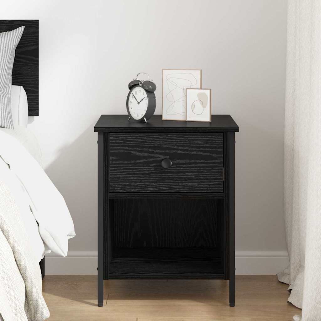 Bedside Cabinet Black oak 40 x 42 x 50 cm Engineered wood