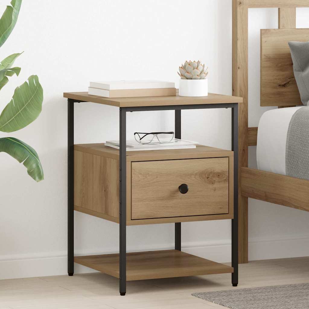 Bedside Cabinet with Drawer 2 pcs Artisan oak 40 x 42 x 56 cm