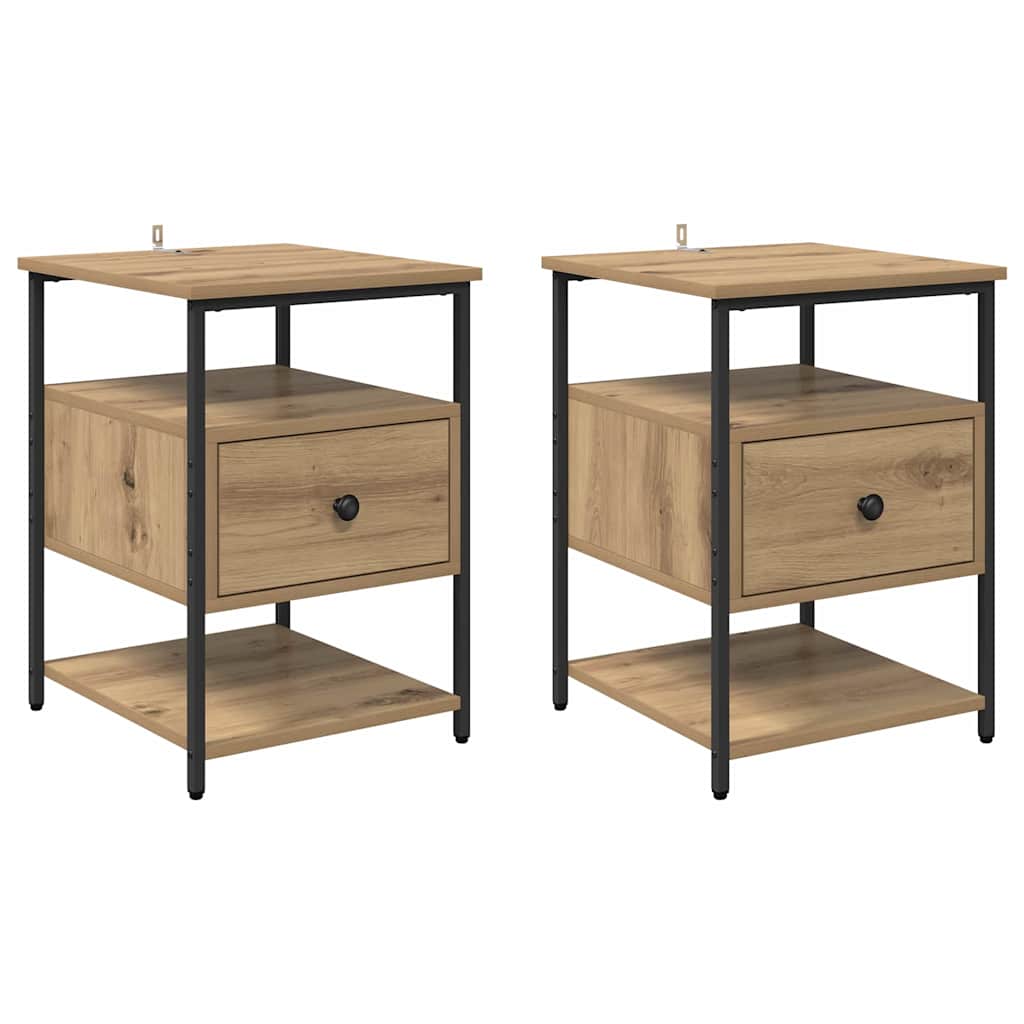 Bedside Cabinet with Drawer 2 pcs Artisan oak 40 x 42 x 56 cm
