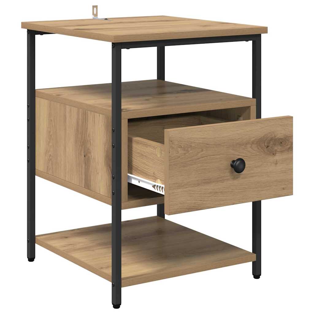 Bedside Cabinet with Drawer 2 pcs Artisan oak 40 x 42 x 56 cm