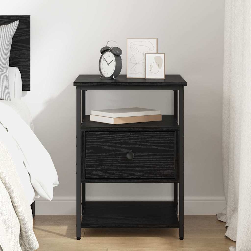 Bedside Cabinet Black oak 40 x 42 x 56 cm Engineered wood