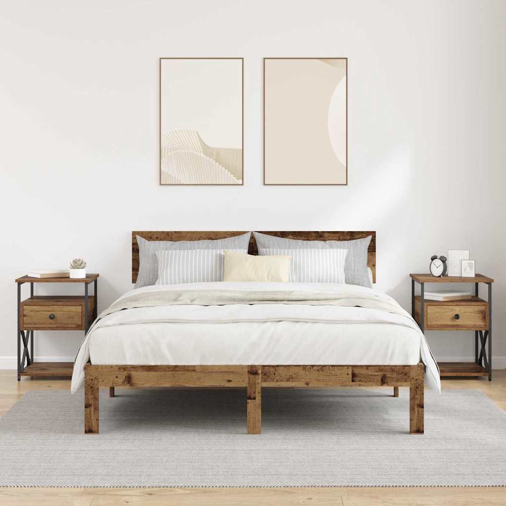 Bedside Cabinet 2 pcs Old wood 40 x 42 x 55 cm Engineered wood