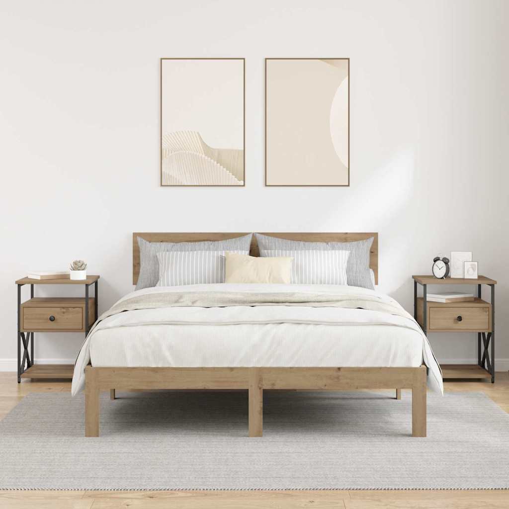 Bedside Cabinet with Drawer 2 pcs Artisan oak 40 x 42 x 55 cm