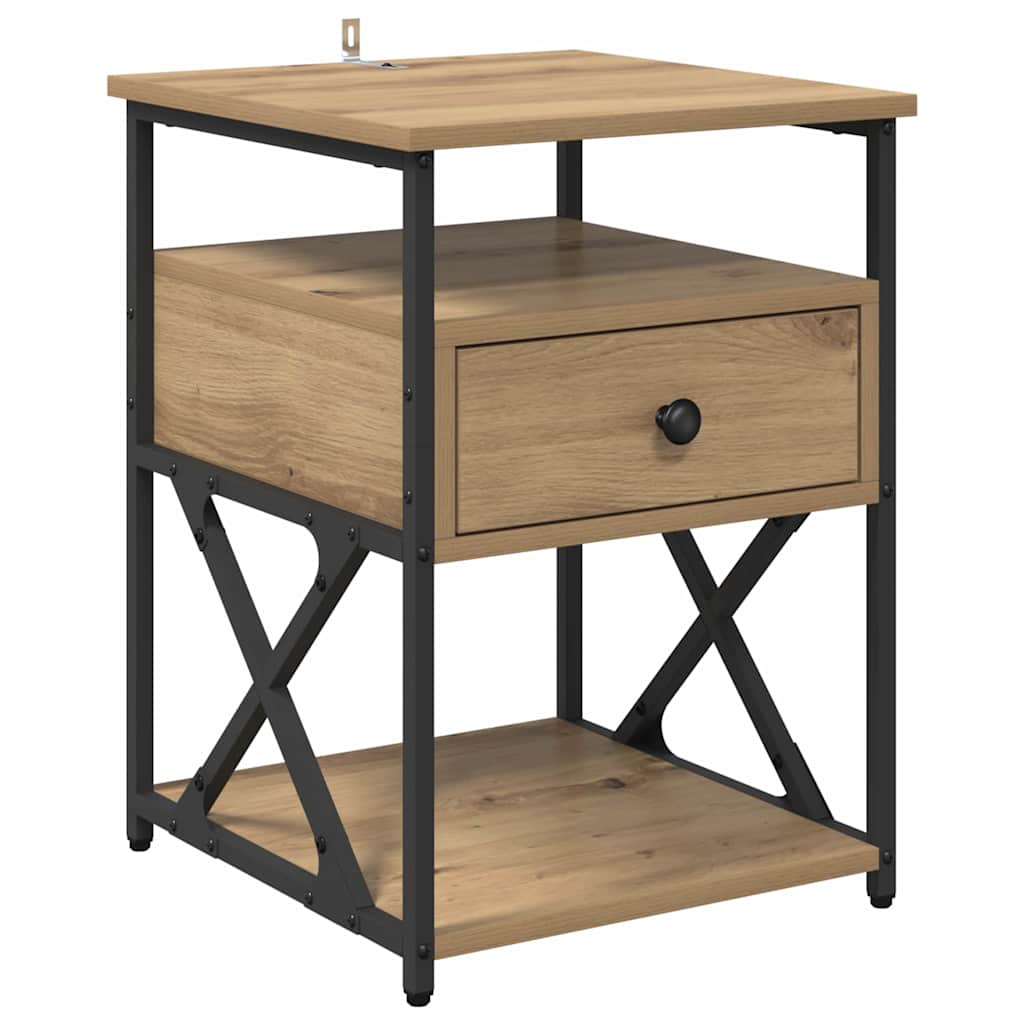 Bedside Cabinet with Drawer 2 pcs Artisan oak 40 x 42 x 55 cm