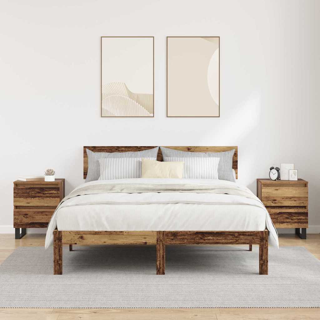 Bedside Cabinet 2 pcs Old wood 40 x 35 x 50 cm Engineered wood