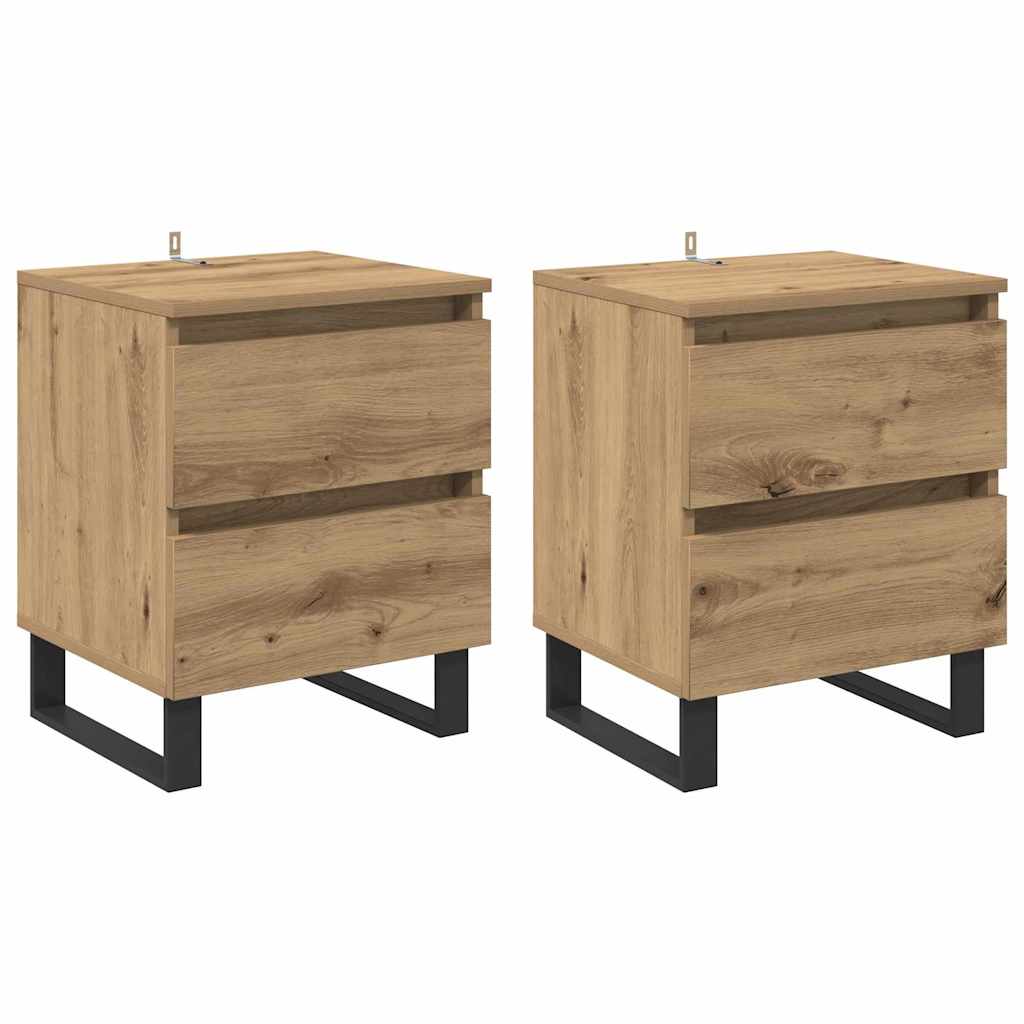 Bedside Cabinet with Drawer 2 pcs Artisan oak 40 x 35 x 50 cm