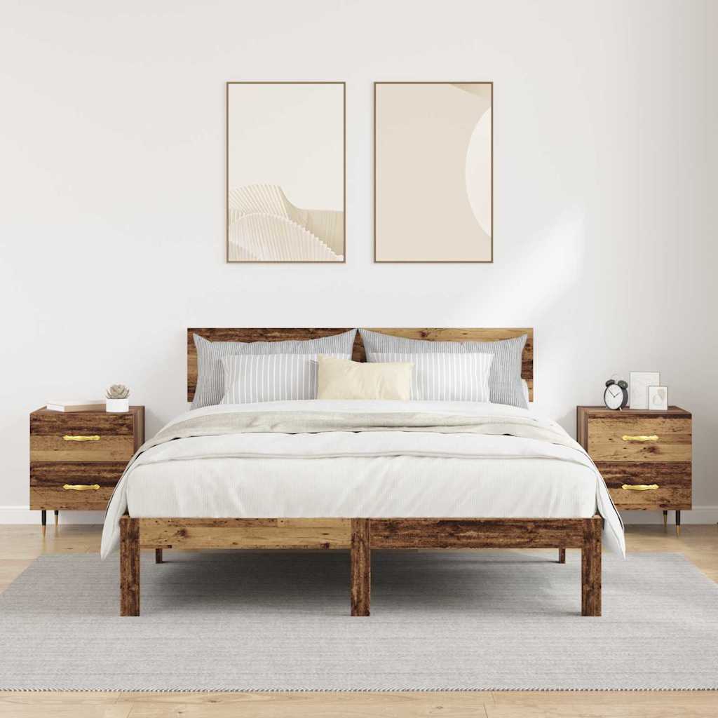 Bedside Cabinet with Drawer 2 pcs Old wood 40 x 35 x 47.5 cm