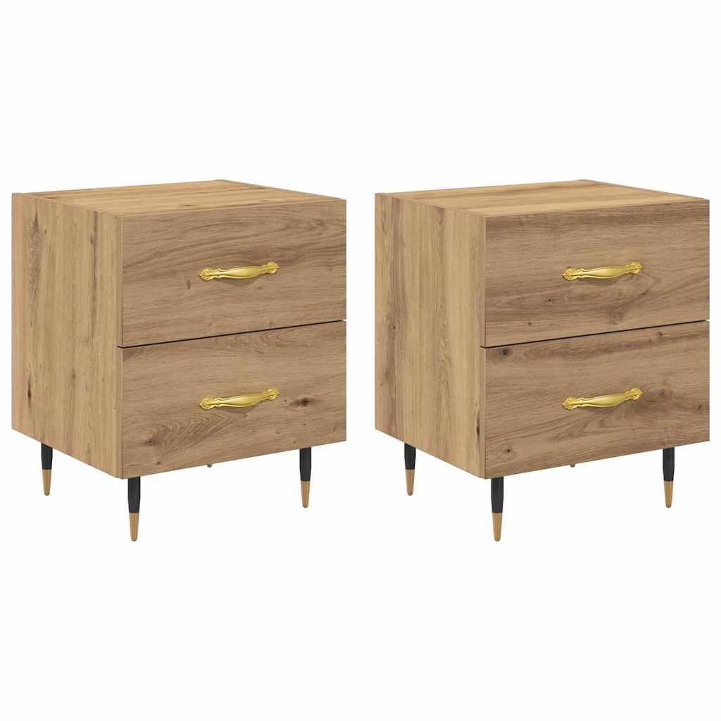 Bedside Cabinet with Drawer 2 pcs Artisan oak 40 x 35 x 47.5 cm