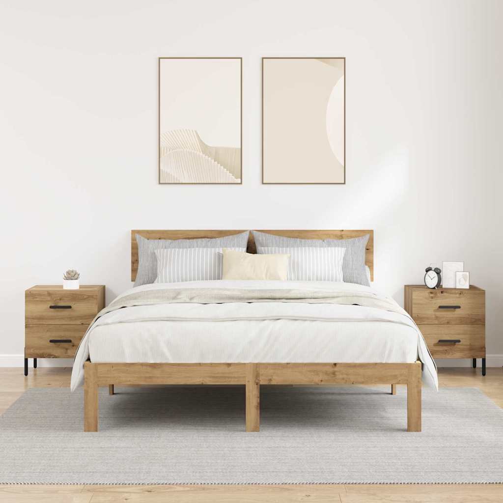 Bedside Cabinet with Drawer 2 pcs Artisan oak 40 x 35 x 47.5 cm