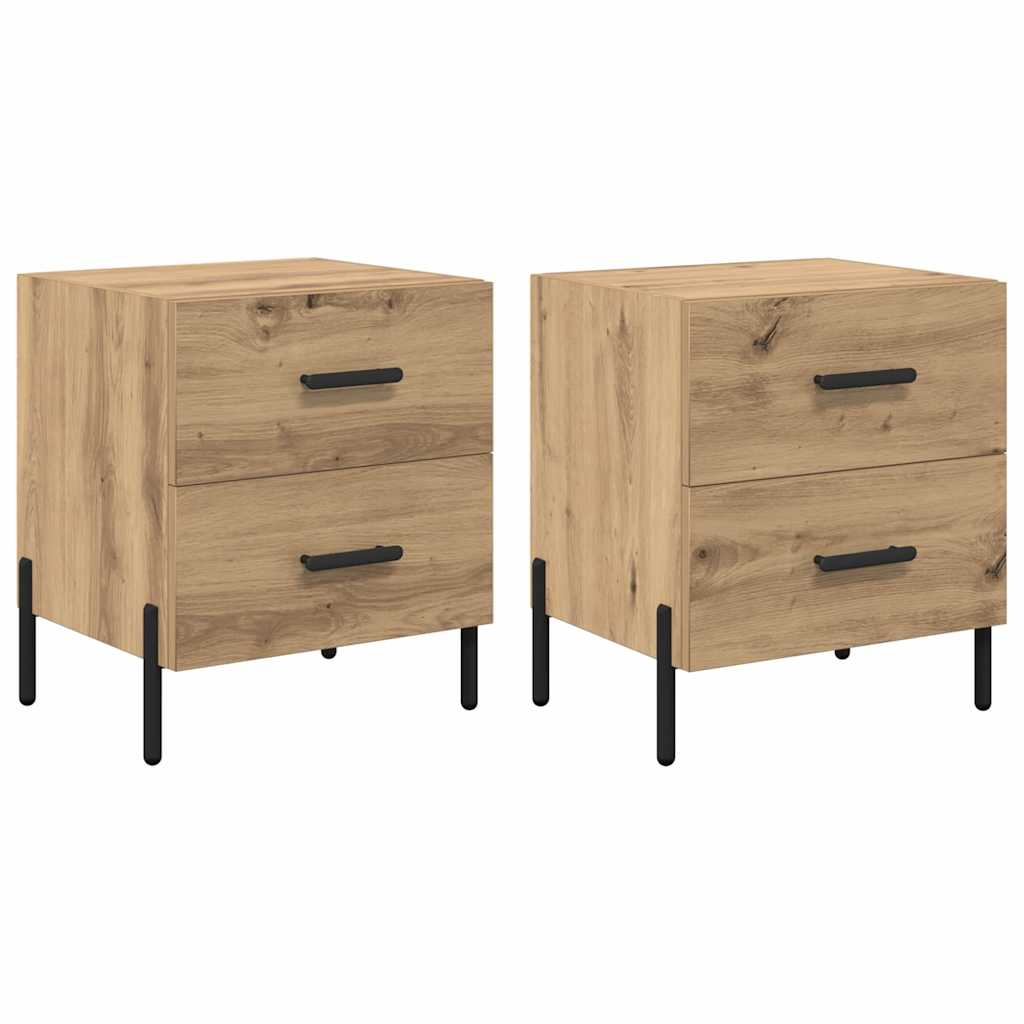 Bedside Cabinet with Drawer 2 pcs Artisan oak 40 x 35 x 47.5 cm