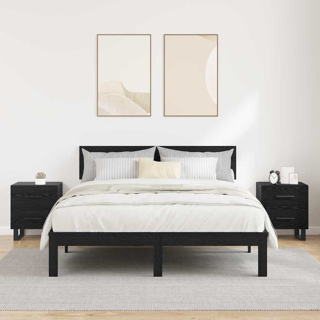 Bedside Cabinets with Drawer 2 pcs Black oak 40 x 35 x 47.5 cm